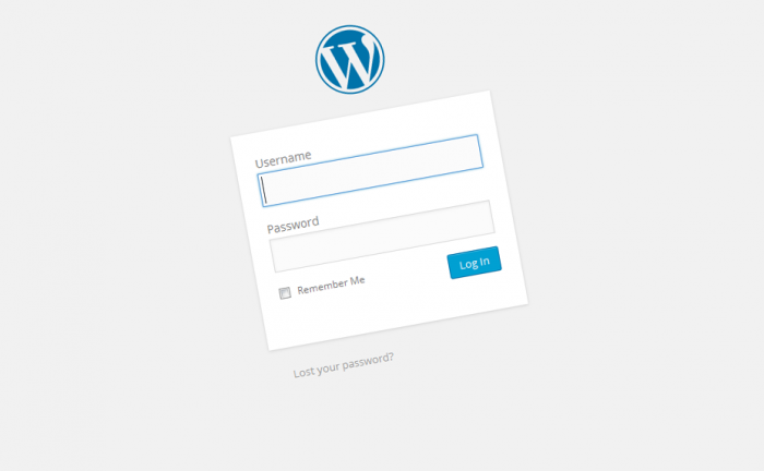 Screen shot Wordpress login screen