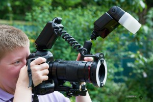 Photographer using camera