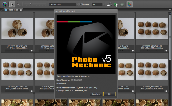 Camera Bits Photo Mechanic 5.0 About Screen